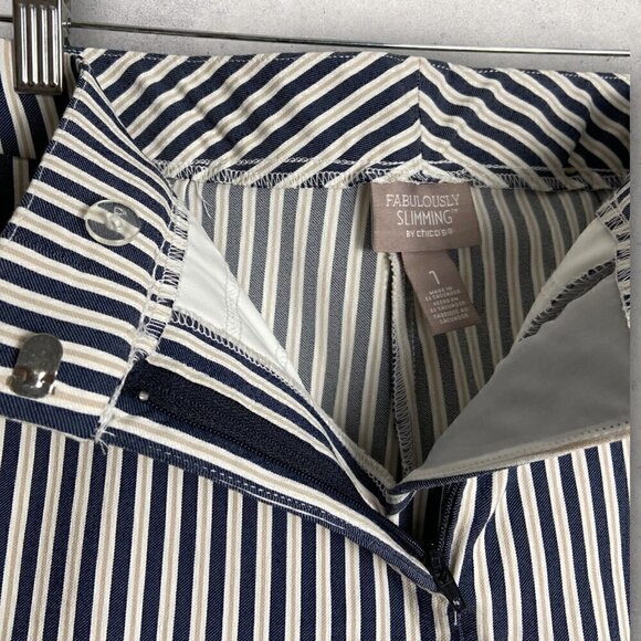 𝅺CHICOS Fabulously Slimming Striped Trouser Pants Size 1 - Picture 6 of 8